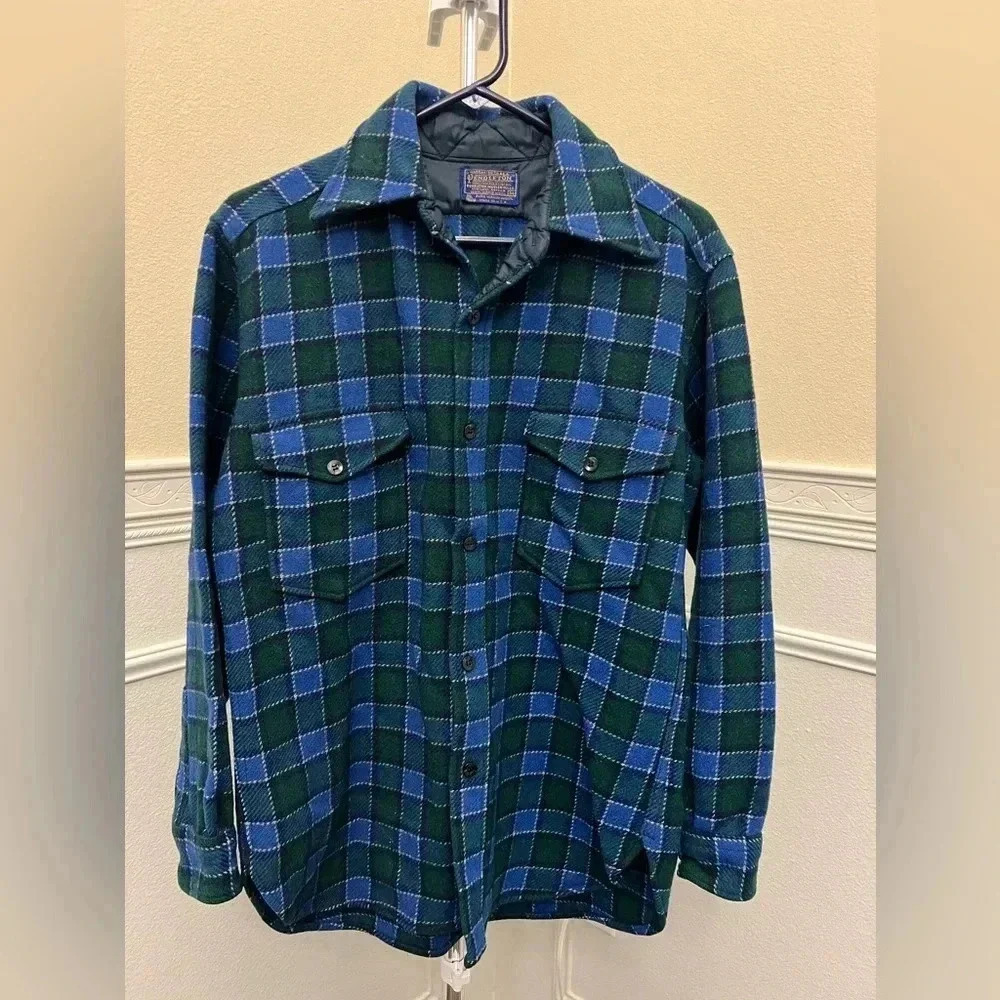 VTG 60s 70s PENDLETON USA PURE VIRGIN HEAVY WOOL FLANNEL SHIRT JACKET CRUISER M